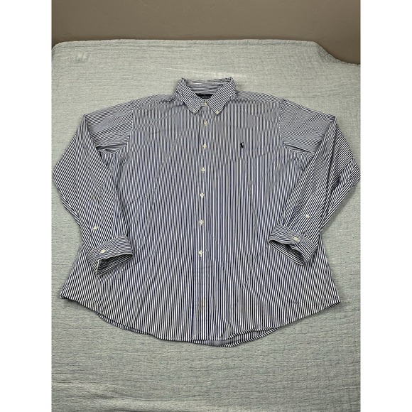Polo Ralph Lauren Other - Polo Ralph Lauren Cotton Striped Button Custom Fit 2xl LongSleeve Shirt *Flaw*‎